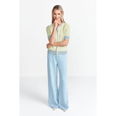 Rich & Royal Striped Towelling Cardigan Light Vanilla Maat: XS | Cardigans Outlet | Dames | Blauw