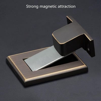 Deurstopper - Plintbuffer Deurhouder - Deuren Open Houden - Sterke Magnetische Aantrekkingskracht - Onzichtbare Vloerinstallatie - Zwart Brons