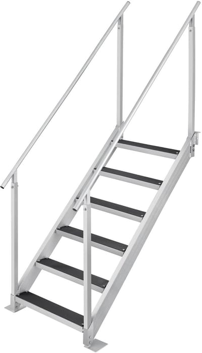 Cellista Bootladder 6 Treden - Zwemtrap Aluminium - Zwemladder Boot - Steiger Ladder - Dubbele Leuningen - Verstelbare Hoogte 80-100 cm