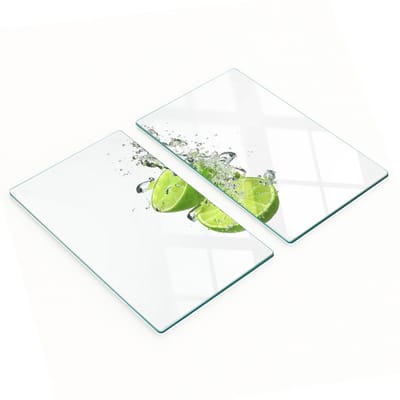 Glazen serveerplanken voor in de keuken met afbeelding van kalk onder water, 2x30x52 cm