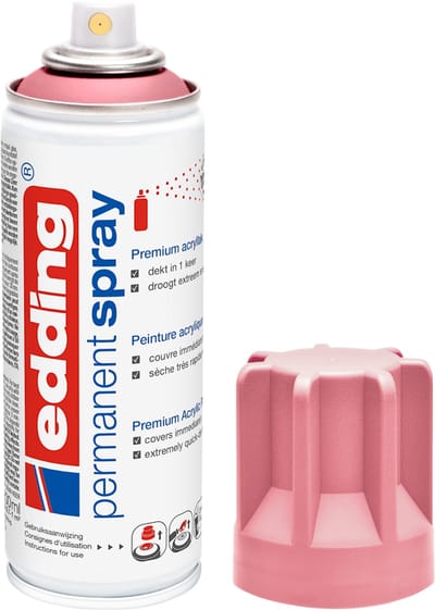 edding 5200 spuitverf in spuitbus - classy mauve mat - 1 stuk - 200 ml verf - direct dekkend – 0,7-1 m2 oppervlak - acrylverf voor het lakken en versieren van glas, metaal, hout, keramiek, kunststof, canvas - permanent spray, verfspray