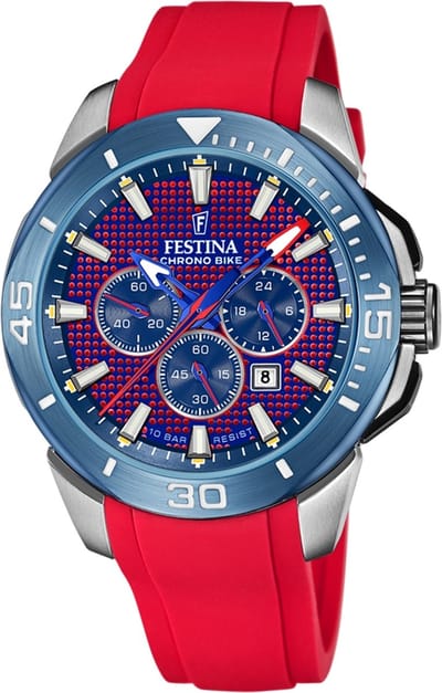 Festina F20642/2 Heren Horloge - Chronograaf - Mineraalglas - Roestvrijstaal/Leer - Zilverkleurig - Ø 47 mm - Quartz - Gesp - 10 ATM (zwemmen)