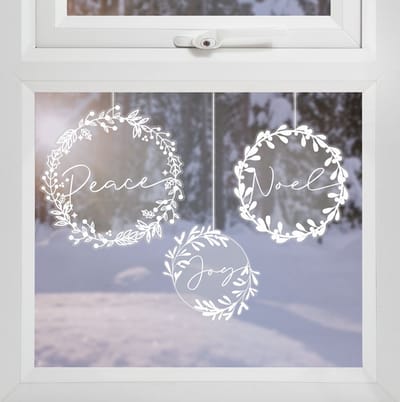Ginger Ray - Rustic Christmas - Raamsticker Kerstkransen - 3 stuks