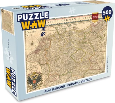 Puzzel Plattegrond - Europa - Vintage - Legpuzzel - Puzzel 500 stukjes - Stadskaart