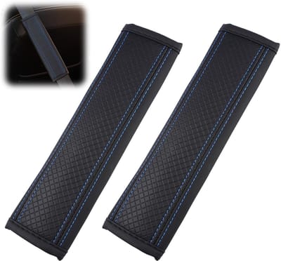 Dailygoods- Veiligheidsgordelkussen 2 Stuks - Gordelbeschermer - Gordelhoes - Versterkt Schouderkussen - PU-Leer - Comfortabel en Veilig