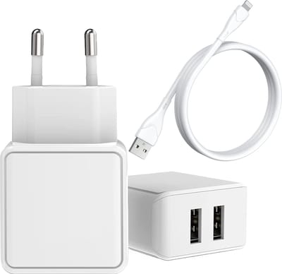 Usb adapter 2 Poorten + Oplaadkabel geschikt voor iPhone 14 /13 /12 / 11 / X / 8 / 7 / SE / - Usb-A naar Lightning Kabel - 2 Meter