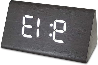Digitale Wekker - Nachtkastje Klok - Wakker Worden - Dimbaar Display - Groot Display - Houtkleur