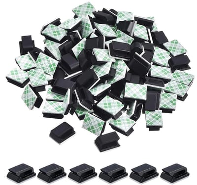Thijox - Set van 100 zelfklevende kabelclips - Draadklemmen voor kabels, dashcam-kabels, eenvoudig aanbrengen, sterke grip, ideaal voor thuis en in de