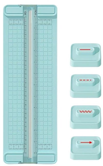 Papiersnijder - 4-in-1 - Bidirectionele papiersnijder - ABS - Cadeaupapier snijder - Schuifsnede - Draagbaar - Voor inpakpapier, cadeaupapier, kerstversieringen en handgemaakte kaarten - 365*123*15 mm - Blauw