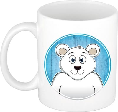 IJsbeer mok - wit - keramiek - 300 ml - kinder beker ijsbeer