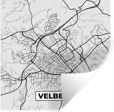Muurstickers - Sticker Folie - Duitsland - Plattegrond - Velbert- Kaart - Stadskaart - 100x100 cm - Plakfolie - Muurstickers Kinderkamer - Zelfklevend Behang XXL - Zelfklevend behangpapier - Stickerfolie