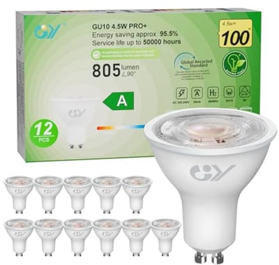 GU10 LED Spotlamp Warmwit 4,5W 2700K 805lm 12 Stuks Energiezuinig