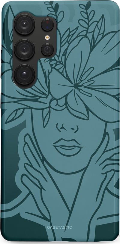 Casetastic hoesje geschikt voor Samsung Galaxy S25 Ultra - Dubbellaagse bescherming - Flora Femme - Fashion Case - Petrol Donkergrijs Grijs
