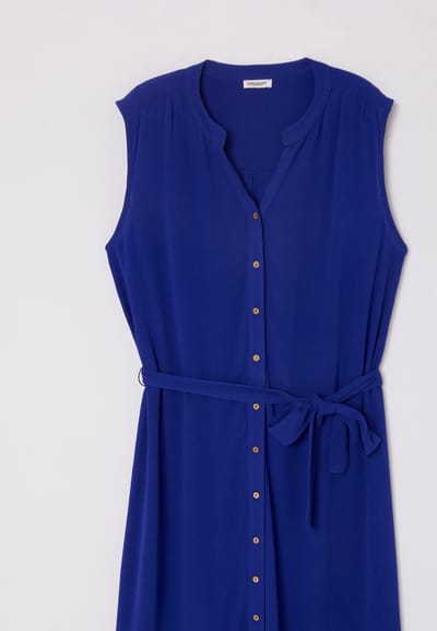 Damart - Mouwloze jurk van crêpestof pure viscose vezels - Dames - Blauw - 44