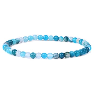 Bixorp Gems Malachietblauwe Botswana Agaat Edelstenen Armband 4mm - Edelsteen Kralenarmband - Spiritueel Cadeau - 18cm