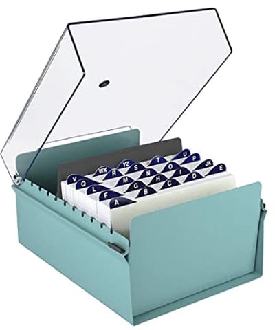 Card File Holder Index Vijlhouder 5 X 8 Organisator Metaal Zwaar met Transparant Deksel