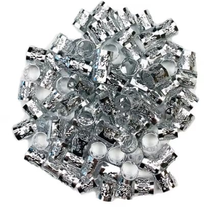 Haarkralen - Aluminium haarklem - Beads - Kralen voor Braids - Haarringen - Haarversiering - Zilverkleurig - Extension Kralen - 25 stuks - Rasta Haar Bedels - CHPN