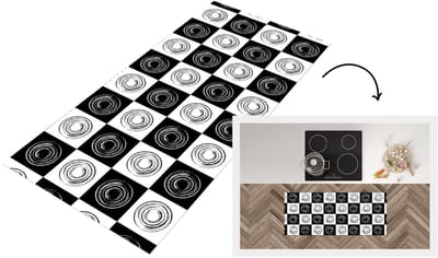 Keukenloper 120x50 cm - Keukenmat vinyl Patronen - Schaakbord - Zwart Wit - Keukenmatten loper - Keuken vloerkleed tapijt