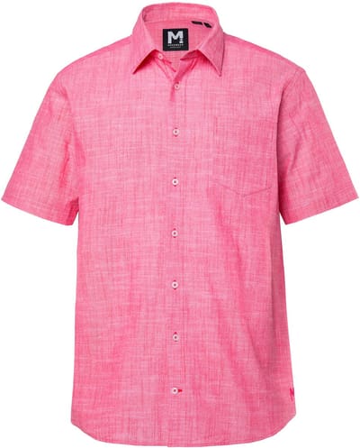 Men Plus - Heren - overhemd korte mouwen kentkraag linnenlook Comfort Fit - Chilirood - Maat 4XL