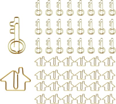 Set van 50 Paperclips in Goud, Ideaal voor Kantoor en Klaslokaal, Sterke en Duurzame Kantoorbenodigdheden