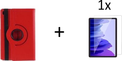 Draaibaar Hoesje - Rotation Tabletcase - Multi stand Case Geschikt voor: Samsung Galaxy Tab A7 10.4 Inch (2020) T500/T505 - Rood + 1x screenprotector