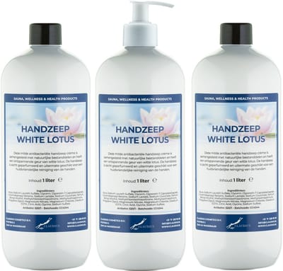 Handzeep White Lotus 1 liter - set van 3 stuks - met gratis pomp - Voordeelverpakking