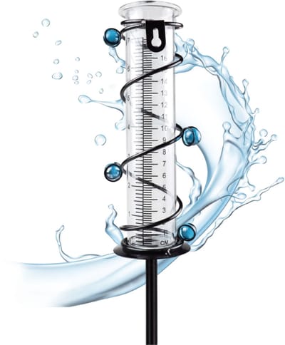 SNJY® Regenmeter - Pluviometer - Regenmeters - 46 cm - Zwart/Doorzichtig