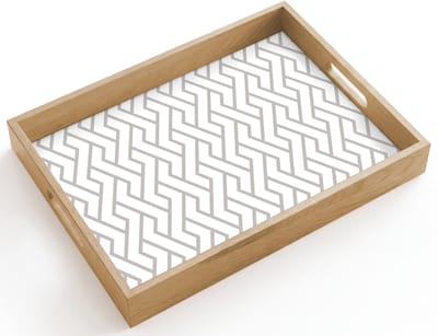 Dienblad hout 40x30 cm - Schootdienblad - Grafisch - Patroon - Modern - Lijn - Borrelplank rechthoek - Plateau dienbladen