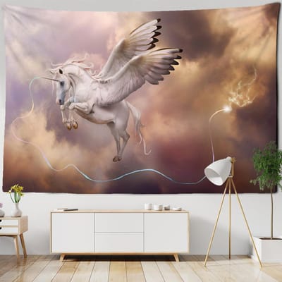 Tianma Wandkleed Kleurrijke Eenhoorn Magie Eenvoudige Stijl Oude Mythe Boheems Woonkamer Decor 95x70CM