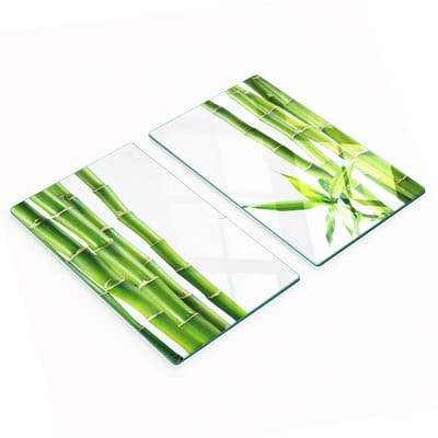 Set van gehard glazen snijplanken met bamboepatroon, 2x30x52 cm