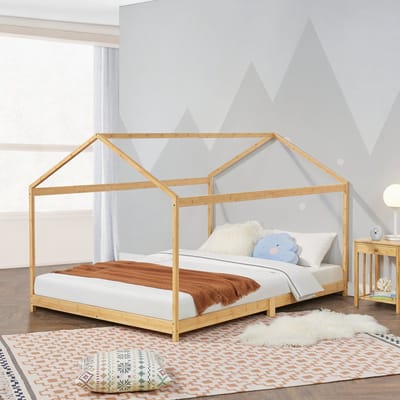Kinderbed Vindafjord huisbed bamboe houtkleurig 120x1200 cm