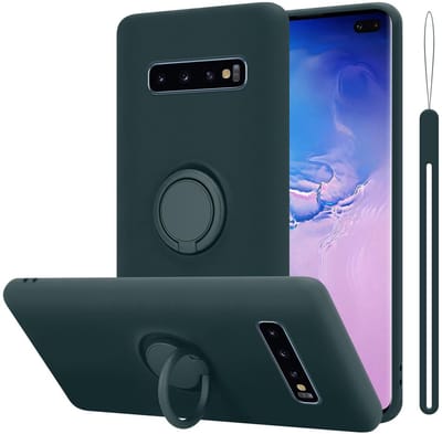 Cadorabo Hoesje geschikt voor Samsung Galaxy S10 4G in LIQUID GROEN - Beschermhoes van flexibel TPU silicone Case Cover met ring