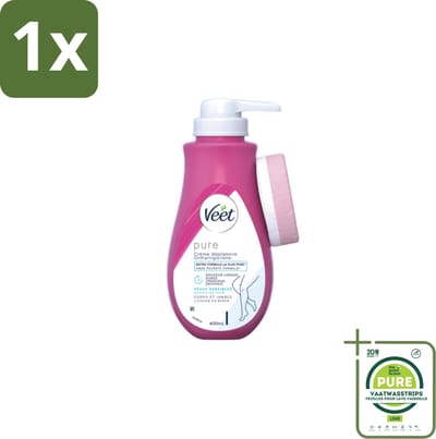 1 x Veet Pure - Ontharingscrème - Gevoelige Huid - Geen Geur van Ammoniak - 400ml - Ontharingscrème - Ontharing - Gevoelige Huid - Ammoniakvrij - Veet Pure