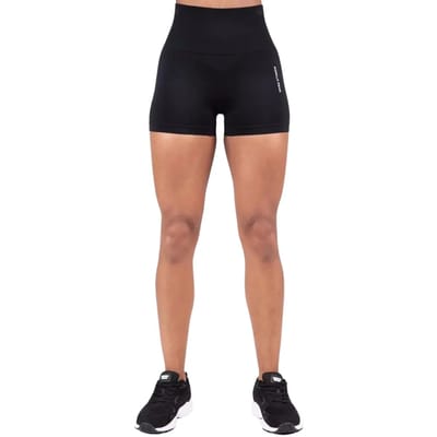 Gorilla Wear – Quincy Naadloze Shorts – Maat XS/S & Vierwegstretch – Voorzien Van Slim Fit En Hoge Taille – Voor Sport En Fitness – Zwart Nylon En Spandex