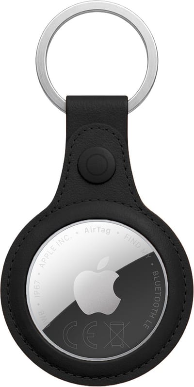 Hoesje Geschikt voor Apple AirTag 2-Sleutelhanger Leer Hoesje Leder Look - Hoesje Geschikt voor Apple AirTag 2e generatie Hanger Sleutelhanger Hoesje - Zwart