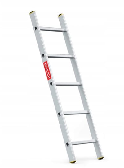 Baulich Rechte aluminium ladder - 5 treden - Aanleunladder met antislip sporten - Licht en stabiel - Werkhoogte 244 cm - Max. 150 kg