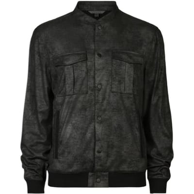 John Varvatos Cottle Regular Fit Ls Snap Front Bomber Black Size: M | Bomber Jackets Outlet | Heren | Zwart