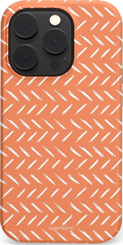 Casetastic hoesje geschikt voor Apple iPhone 14 Pro - MagSafe - Dubbellaagse bescherming - Oranje Witte Nederland Cross Patroon - Fashion Case - Terracotta Zand