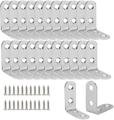 Jhubersproducts - L-hoekbeugels - Metalen bevestigingsmiddelen - Roestvrij staal - 50 stuks - Meubelbevestiging - Perfecte service - 90 graden