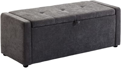 HOMCOM Opbergpoef - Linnen (100% polyester), Schuim - 122 x 48 x 44 cm - Donkergrijs