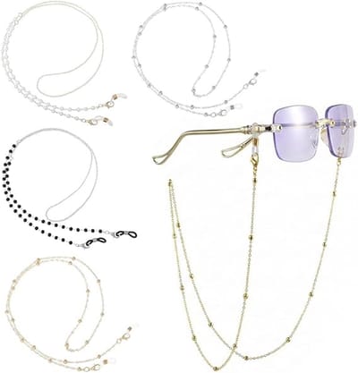 Set van 4 elegante brillenkoorden met parels en een zilverkleurige of gouden sluiting voor dames