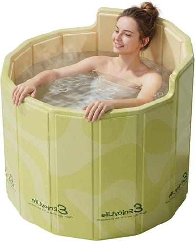 Opvouwbare badkuip voor volwassenen 80 x 70 cm - Draagbaar ijsbad met ergonomische C-rugleuning - voor warme baden, koud dompelen en spa thuis - PromoHome