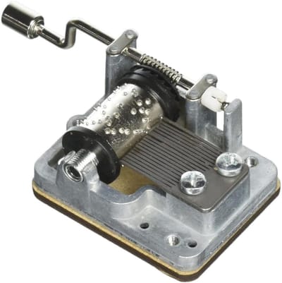 Muziekdoos Crank - Draai Muziekdoosje - Muziek Afspelen - Handslinger Bediening - 3.8 x 7.6 x 2.5 cm - Zilver