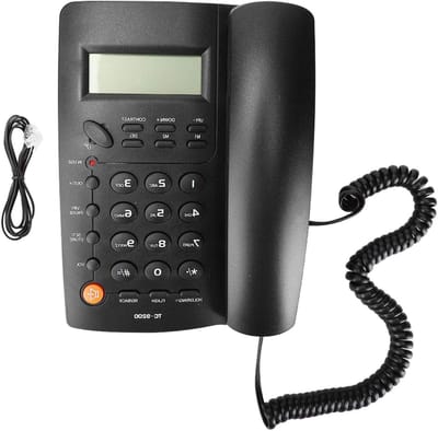 Vaste Telefoon - Kantoor Telefoon - Thuisgebruik - Drievoudige Bliksembeveiliging - 10 x 10 x 10 mm - Zwart