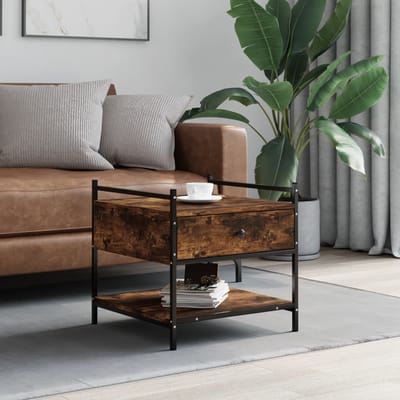 vidaXL - Salontafel - 50x50x50 - cm - bewerkt - hout - gerookt - eikenkleurig