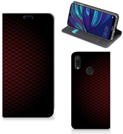 Huawei Y7 hoesje Y7 Pro (2019) Hoesje met Magneet Geruit Rood
