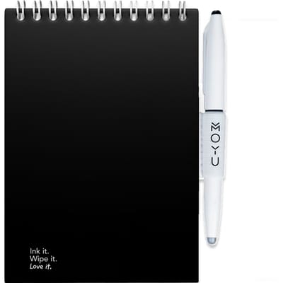 MOYU Uitwisbaar Schrijfblok A6 - Pitch Black - Hardcover - Multifunctionele pagina’s - Inclusief uitwisbare pen, penhouder en wisdoekje