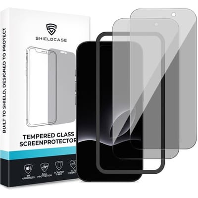 ShieldCase Privacy screenprotector geschikt voor Apple iPhone 17 Pro screenprotector - Geleverd met montage frame - 2-pack verpakking - screen protector gemaakt van gehard glas