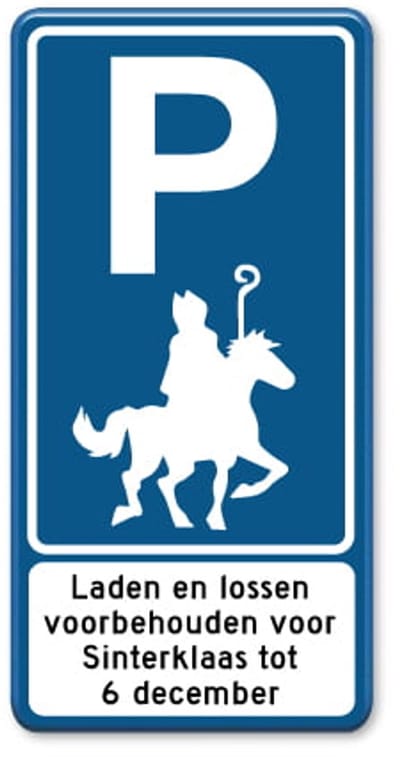 Parkeerbord Sinterklaas - 30x60 cm - Bevestiging: Zonder bevestiging (alleen het bord)