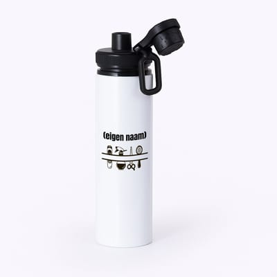 Hacebo® - kappersmateriaal met eigen naam waterfles met draaidop zwart - Kapper - barbers - collega's - verjaardag - afscheidscadeau - geschenk - kado - water fles - 850ML